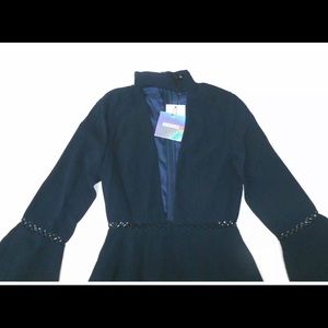 MisGuided Navy Blue Bell Sleeve Choker Dress sz.2